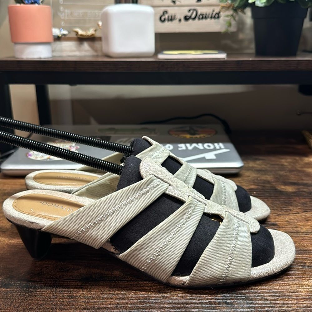 DONALD J PLINER Met Silver HAIA Mesh Elastic Open Toe Mules Sandals Size 8